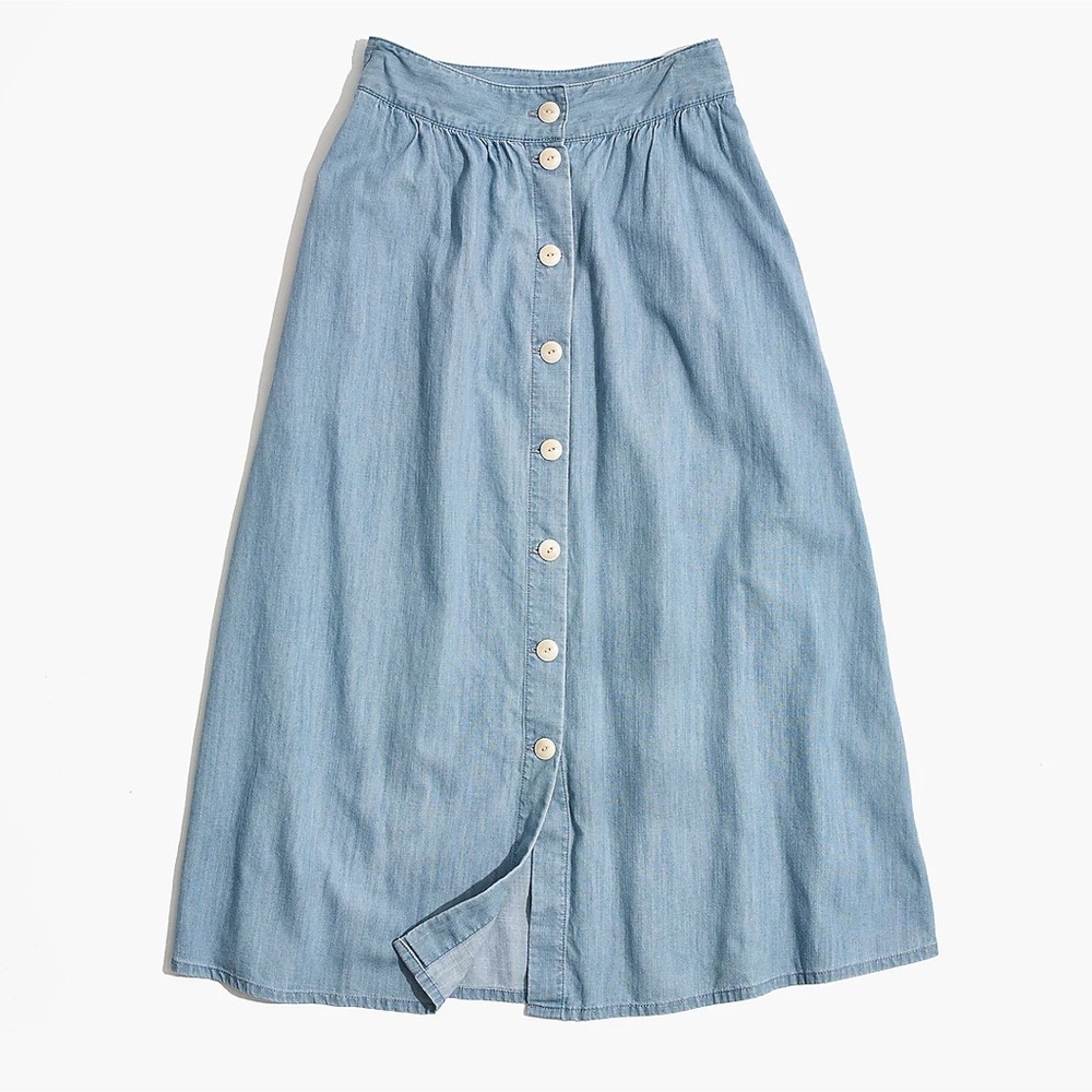 Madewell Palisade Button-Front Midi Denim Skirt